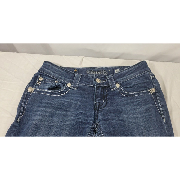 Miss Me Womens Size 26 Straight Leg Embellished Medium Wash 5 Pocket Jeans - Picture 2 of 10